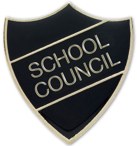 SCHOOL COUNCIL shield badge (Pack of 5) - Black