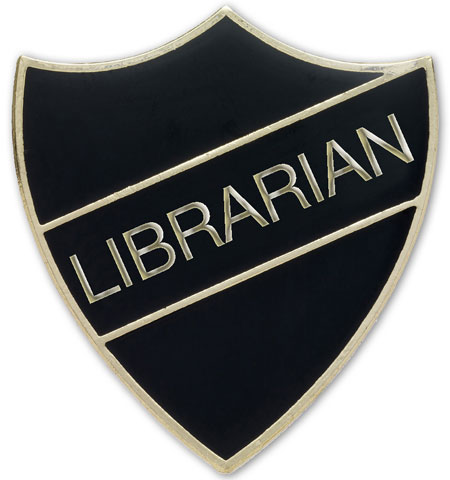 LIBRARIAN shield badge (pack of 5) - Black