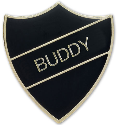 BUDDY black and gold badge (pack of 5)