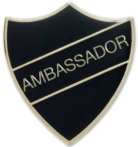 AMBASSADOR black and gold badge (pack of 5)