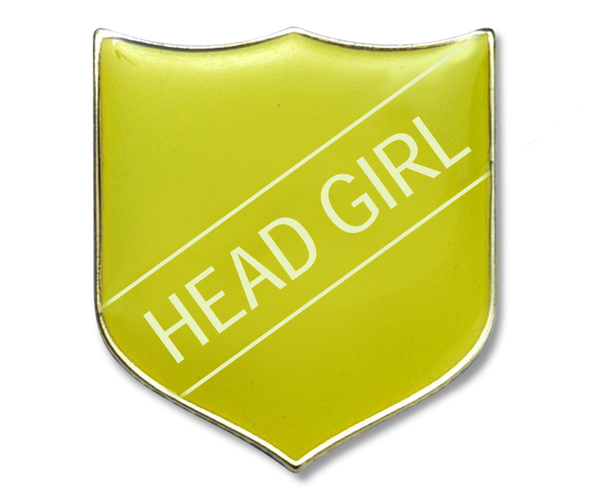 HEAD GIRL classic shield badge (pack of 5) - Yellow