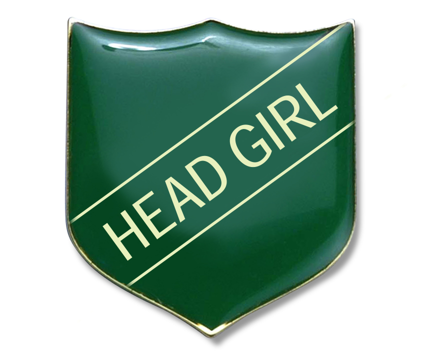 HEAD GIRL classic shield badge (pack of 5) - Green