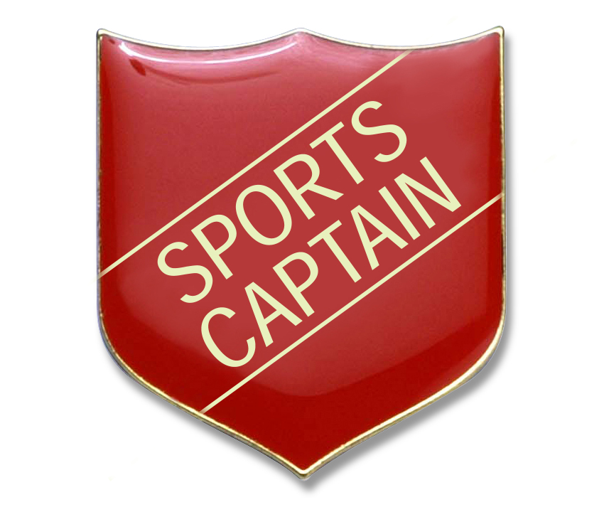 SPORTS CAPTAIN classic shield badge (pack of 5) - Red