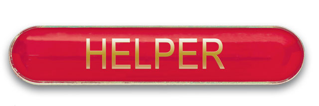 HELPER badge red (pack of 5)
