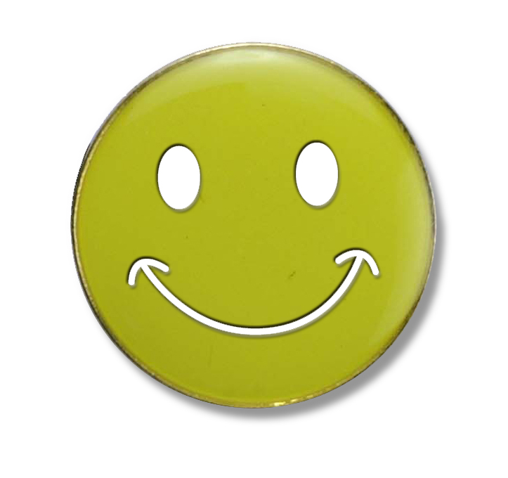 Yellow Smiling face badge (pack of 5)