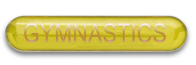 GYMNASTICS badge yellow (pack of 5)