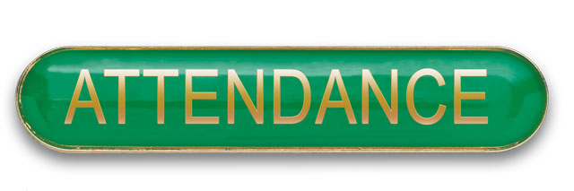ATTENDANCE badge green (pack of 5)