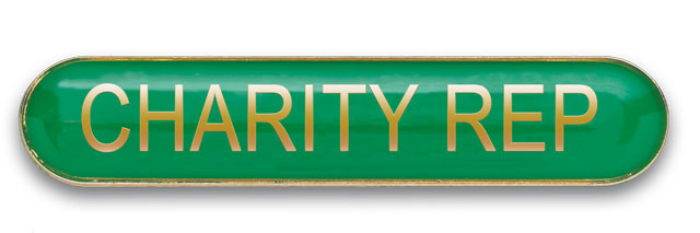 CHARITY REP badge green (pack of 5)