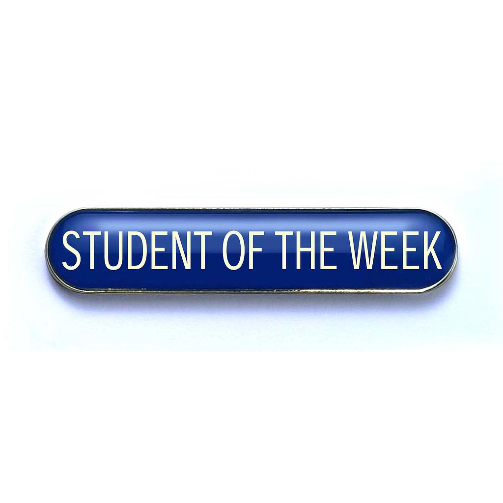 STUDENT OF THE WEEK badge blue (pack of 5)