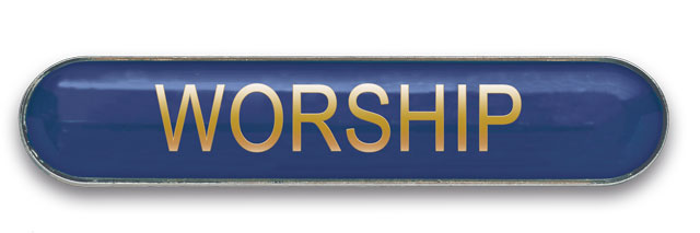 WORSHIP bar badge (pack of 5) - Blue