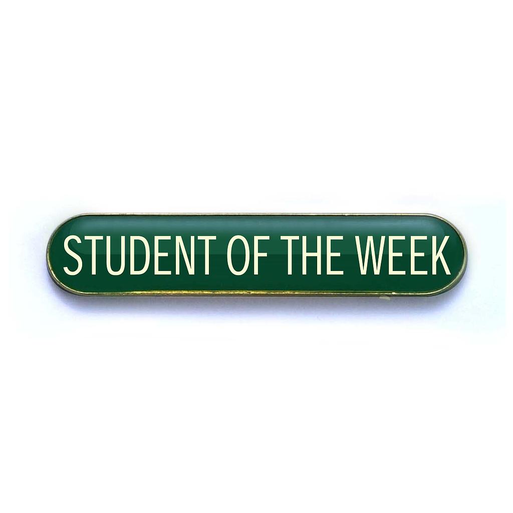 STUDENT OF THE WEEK badge green (pack of 5)