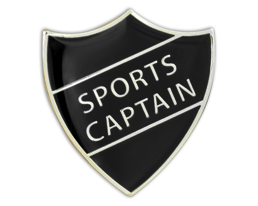 SPORTS CAPTAIN badge black and gold (pack of 5)