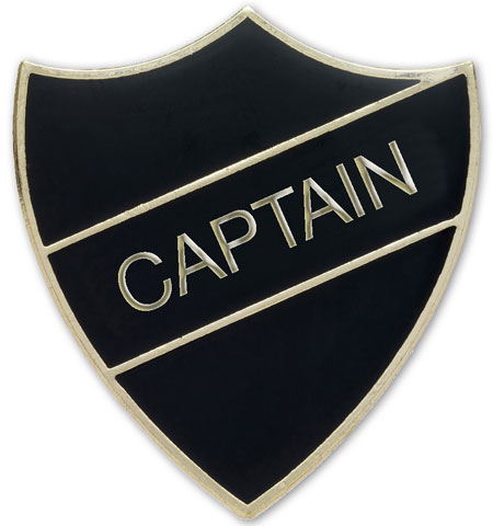 CAPTAIN black and gold badge (pack of 5)