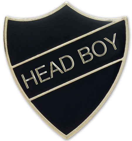 HEAD BOY black and gold badge (pack of 5)