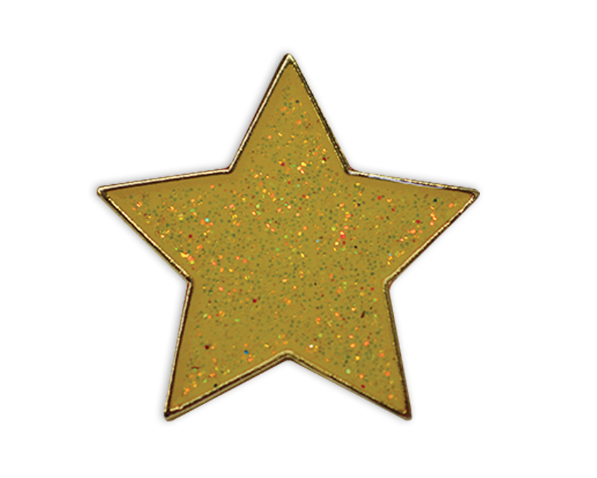 GLITTER STAR enael badge (pack of 5) - Yellow