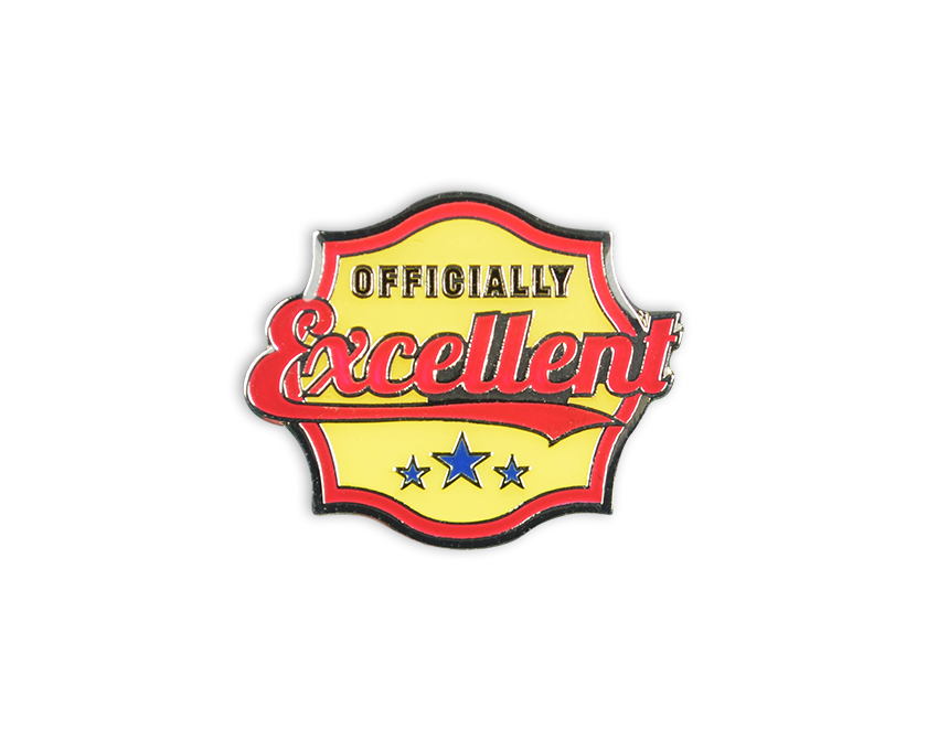 Officially Excellent retro badge (pack of 5)