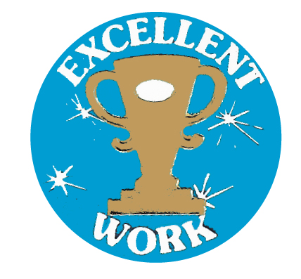 Metallic 'Excellent work' sticker