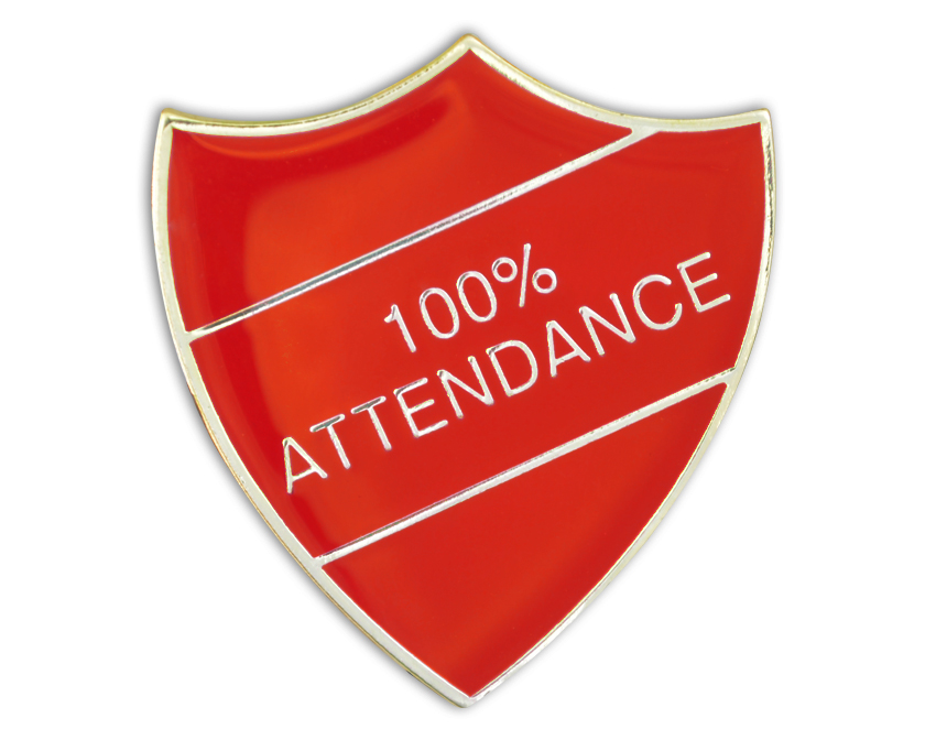100% ATTENDANCE red and gold (pack of 5)