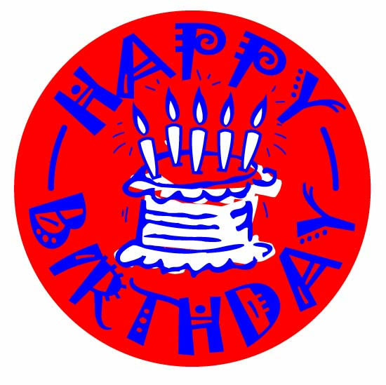 Metallic 'Happy birthday' sticker (Cake)