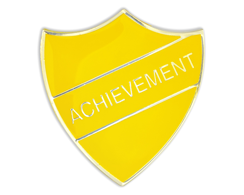 ACHIEVEMENT yellow and gold badge (pack of 5)