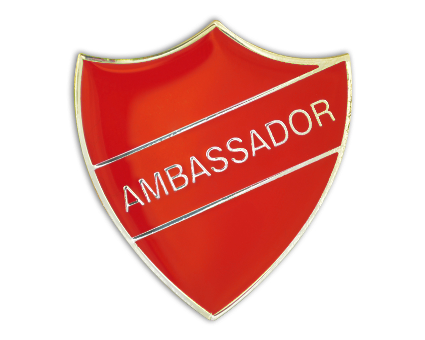 AMBASSADOR shield badge (pack of 5) - Red