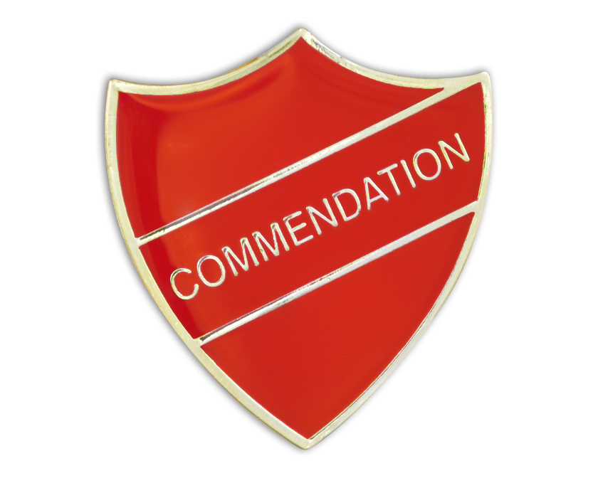 COMMENDATION red and gold badge (pack of 5)