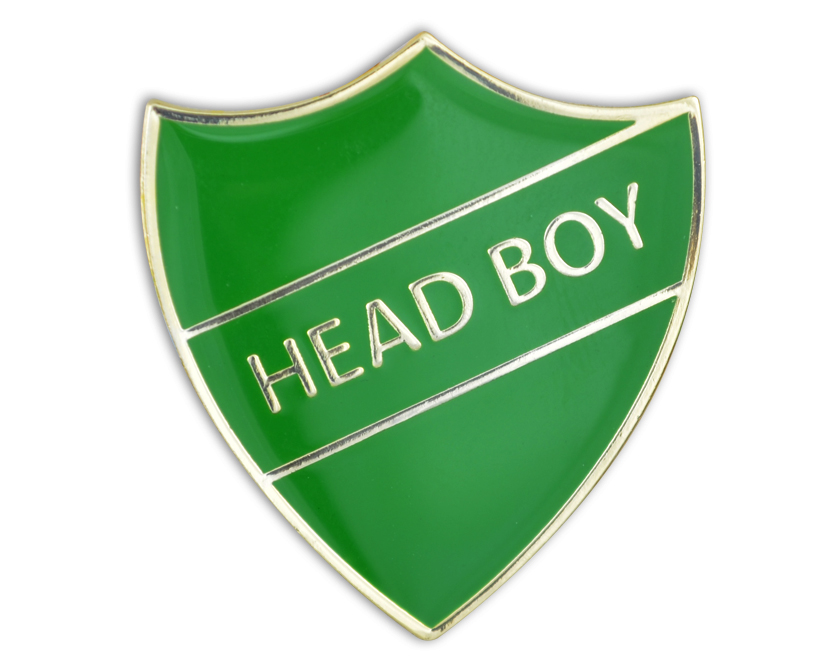 HEAD BOY badge green and gold (pack of 5)