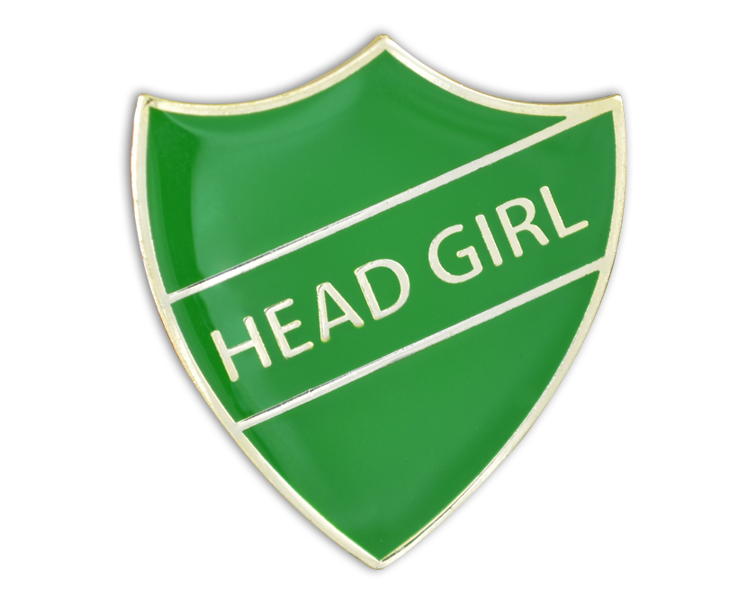 HEAD GIRL badge green and gold (pack of 5)