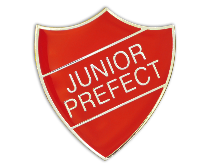 JUNIOR PREFECT badge red and gold (pack of 5)