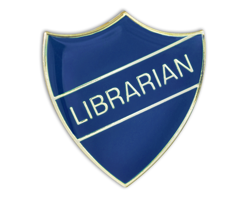 LIBRARIAN shield badge (pack of 5) - Blue