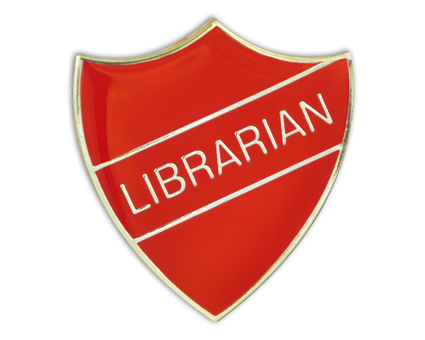 LIBRARIAN shield badge (pack of 5) - Red