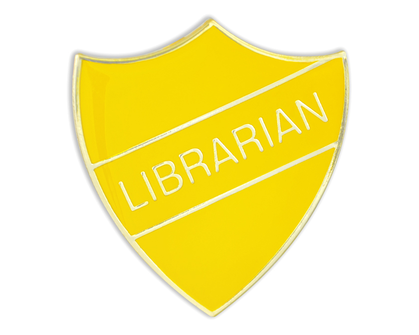 LIBRARIAN badge yellow and gold (pack of 5)