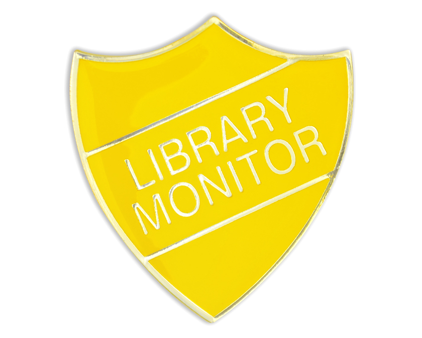 LIBRARY MONITOR shield badge (pack of 5) - Yellow