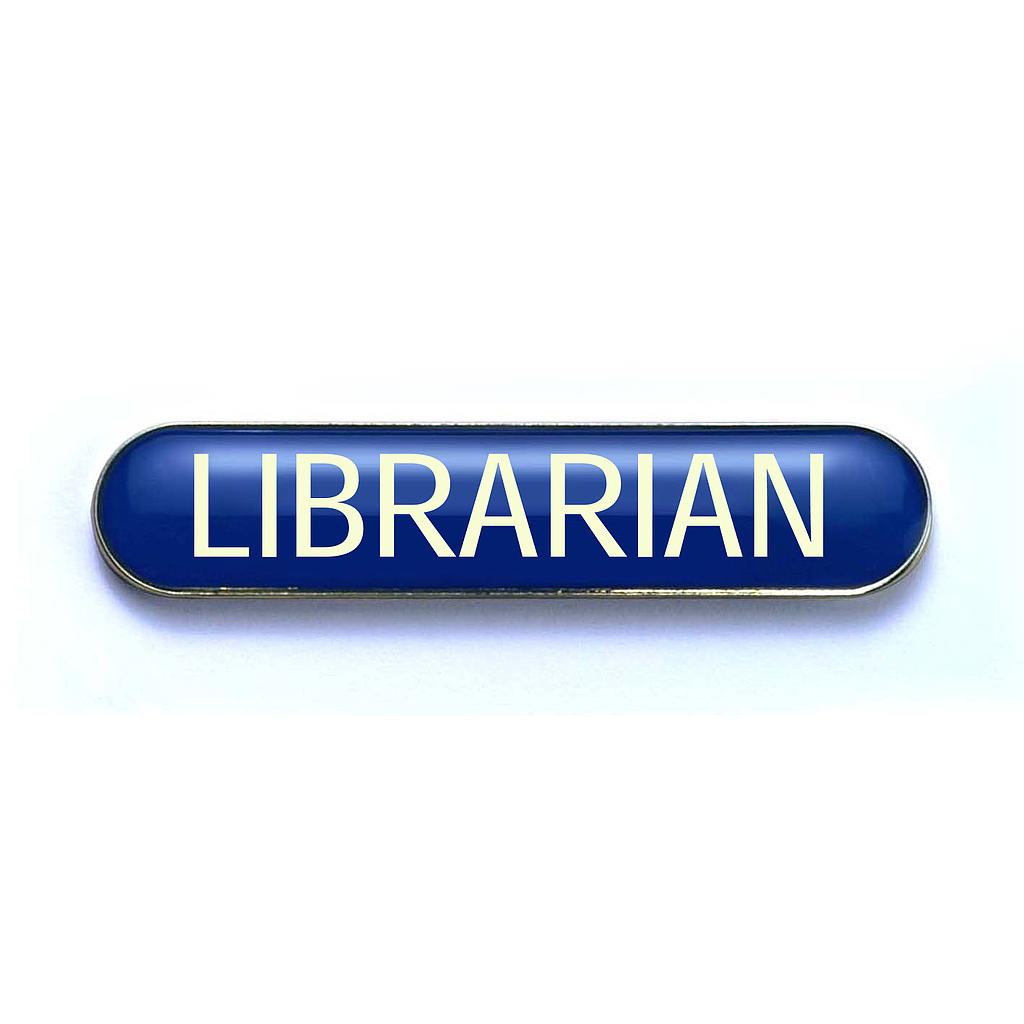 LIBRARIAN bar badge (pack of 5) - Blue