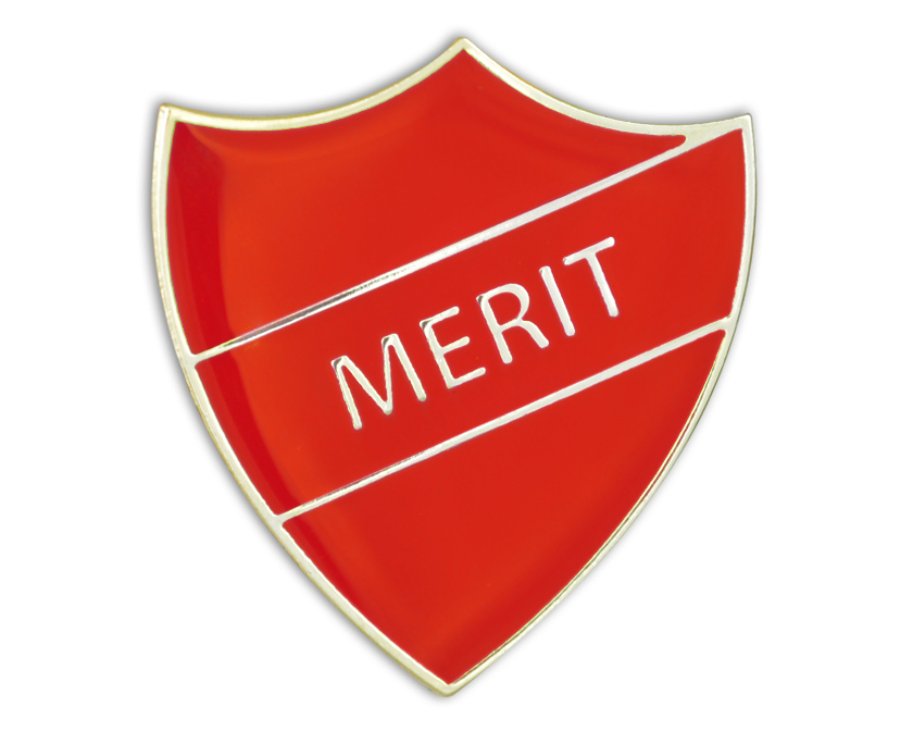 MERIT badge red and gold (pack of 5)