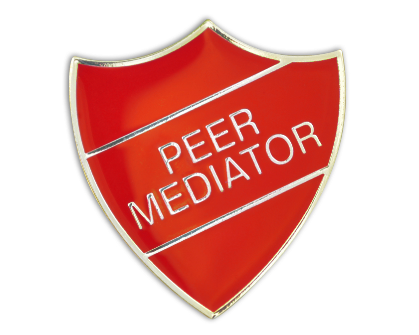 PEER MEDIATOR badge red and gold (pack of 5)