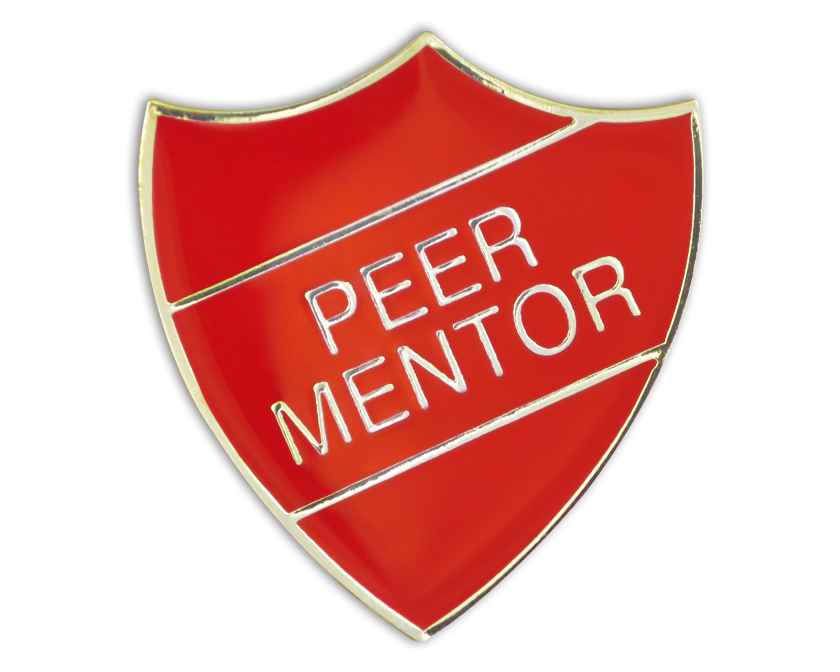 PEER MENTOR badge red and gold (pack of 5)