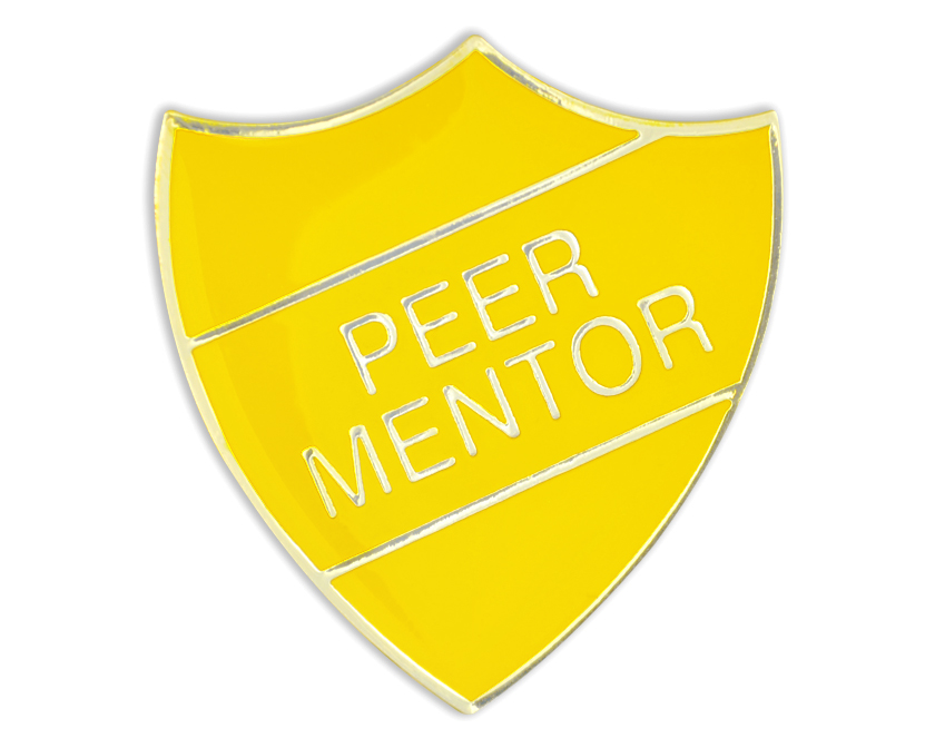 PEER MENTOR badge yellow and gold (pack of 5)