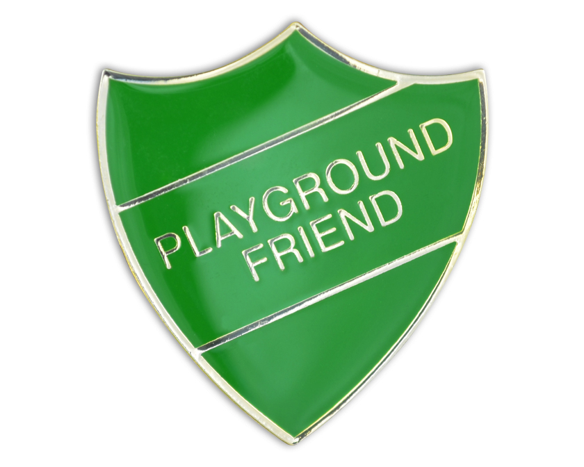 PLAYGROUND FRIEND badge green and gold (pack of 5)