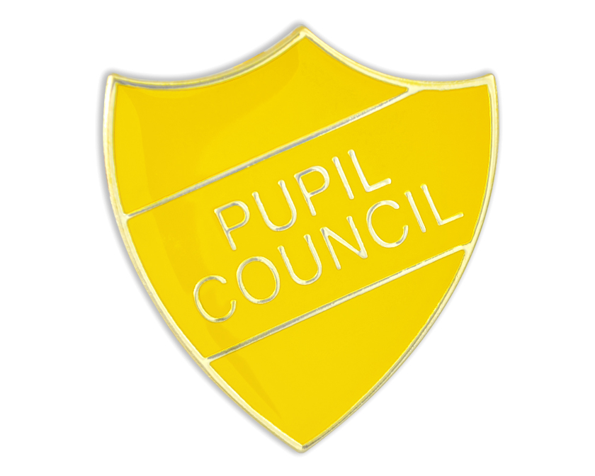 PUPIL COUNCIL badge yellow and gold (pack of 5)