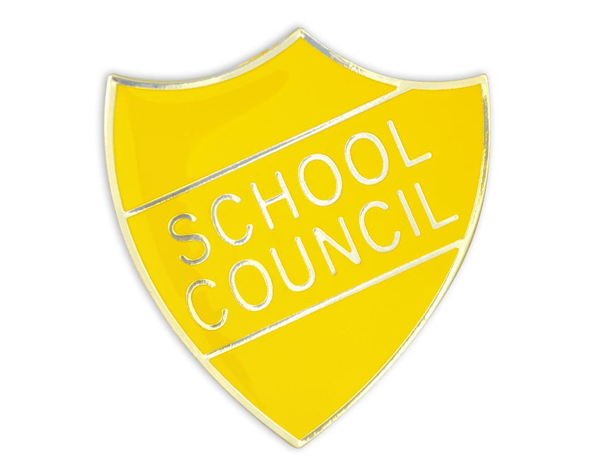 SCHOOL COUNCIL shield badge (Pack of 5) - Yellow
