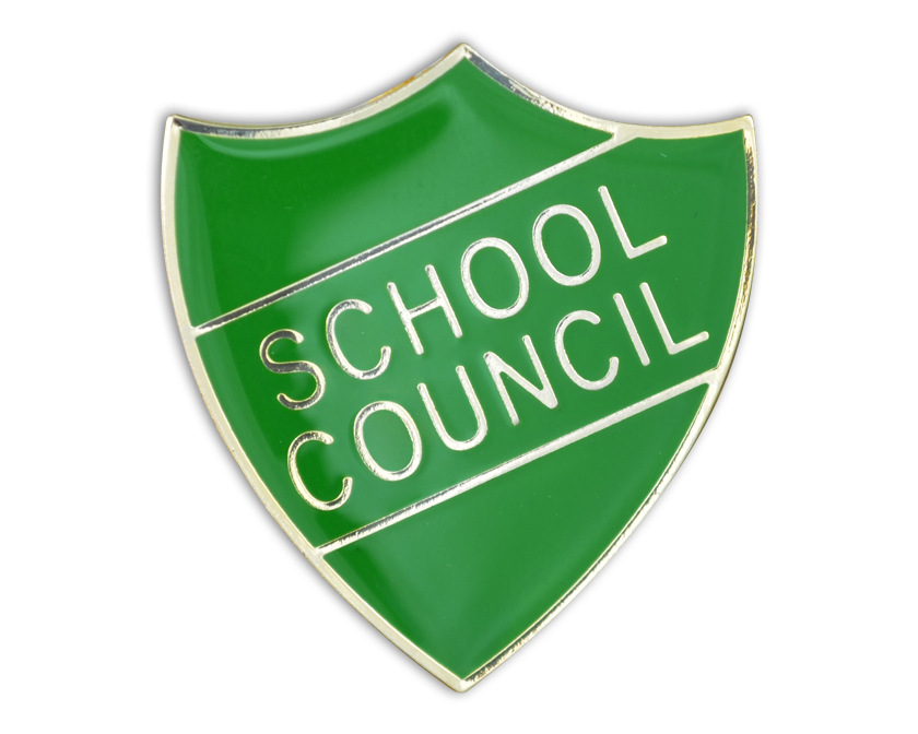 SCHOOL COUNCIL badge green and gold (pack of 5)