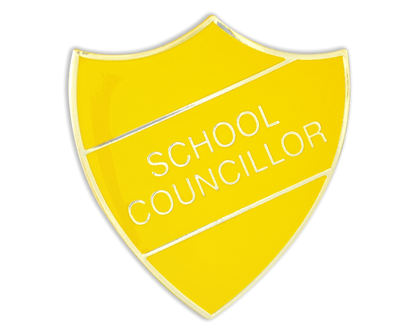 SCHOOL COUNCILLOR badge yellow and gold (pack of 5)