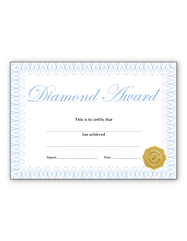 Diamond Award' certificate
