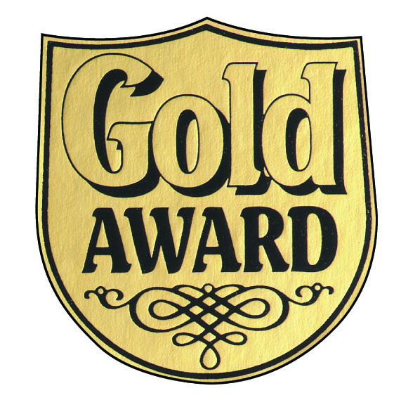 Metallic ''Gold Award'' shield sticker