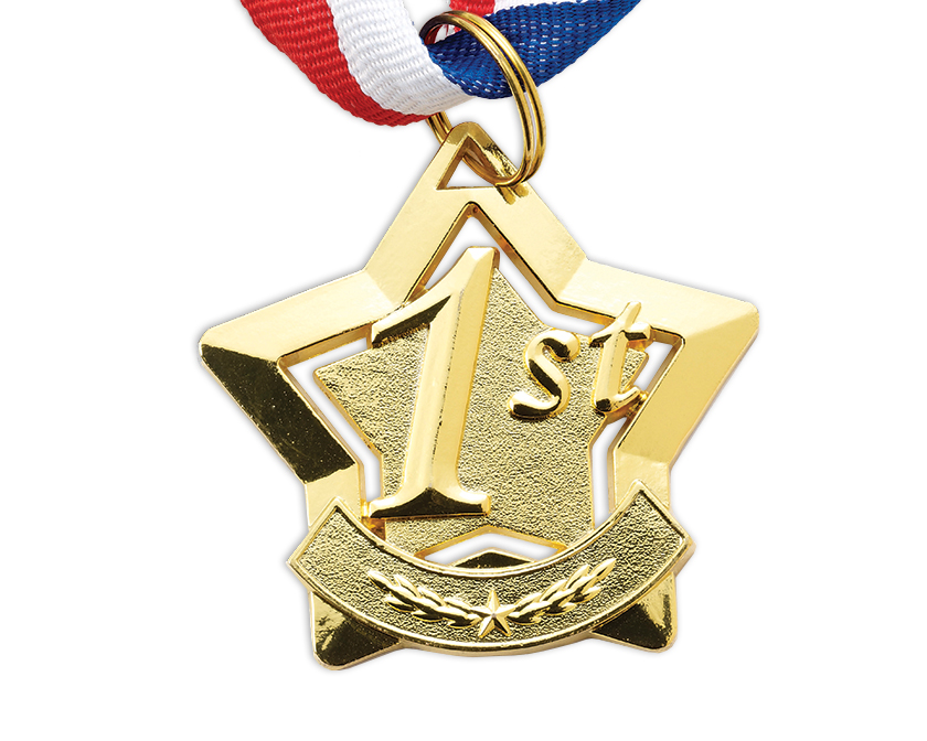 1st Gold Star medal with neck ribbon