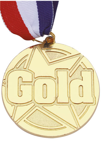 GOLD medal with neck ribbon
