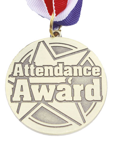 Attendance Award medal with neck ribbon