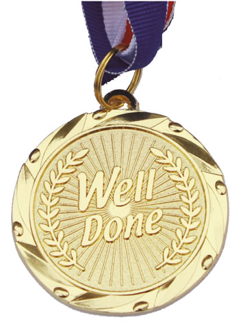 Well Done Gold medal with neck ribbon