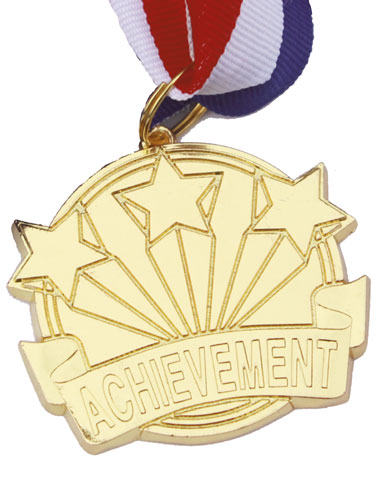 Achievement Gold medal with neck ribbon